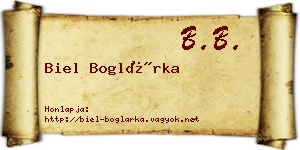 Biel Boglárka névjegykártya